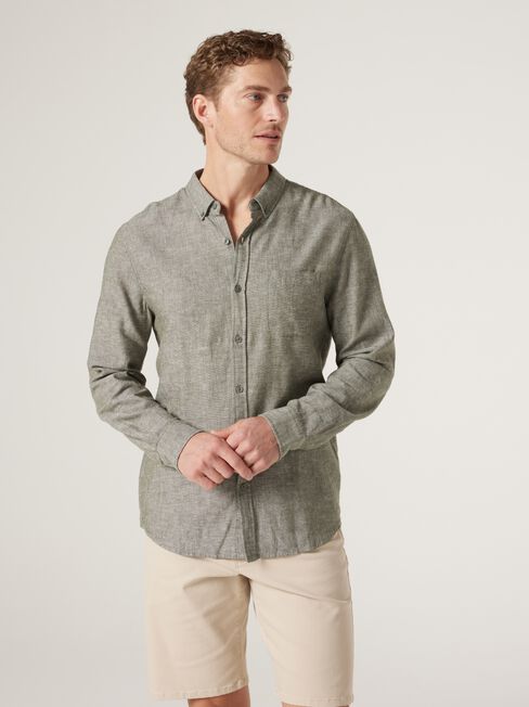LS Brody Textured Shirt, Green, hi-res