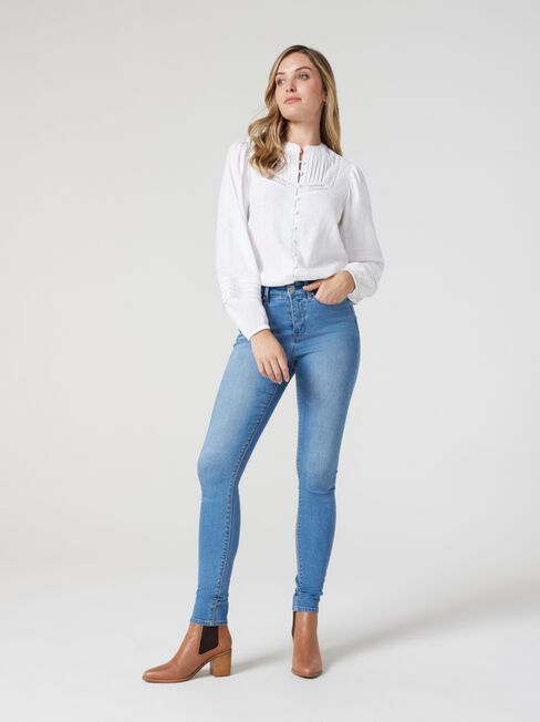 Sofia Lace Insert Blouse, White, hi-res