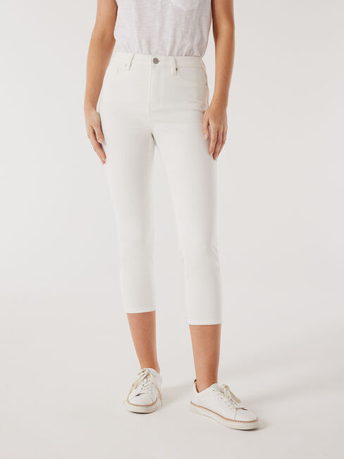 Kara Mid Waist Skinny Capri, White, hi-res