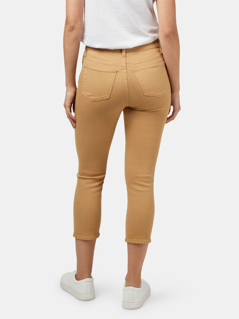 Kara Mid Waisted Skinny Capri Camel, Khaki, hi-res