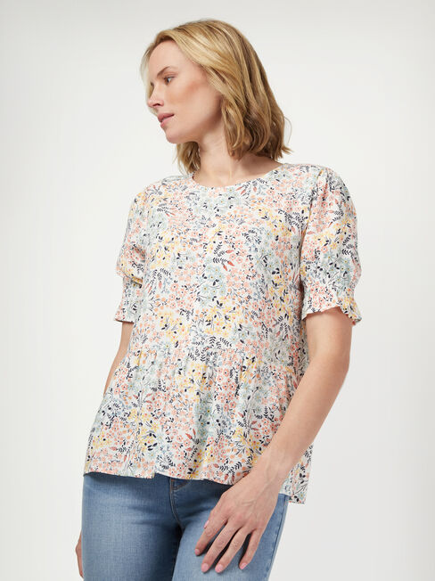Peri Peplum Top, Floral, hi-res