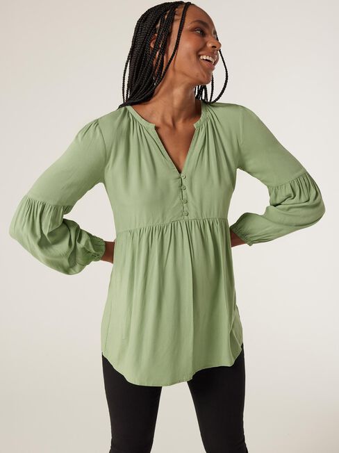 Ella Button Closure LS Maternity Blouse