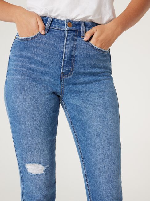 Sienna High Waisted Slim Straight Jeans, Vintage Wash, hi-res