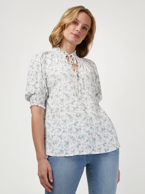 Tillie Tie Front Top, Floral, hi-res