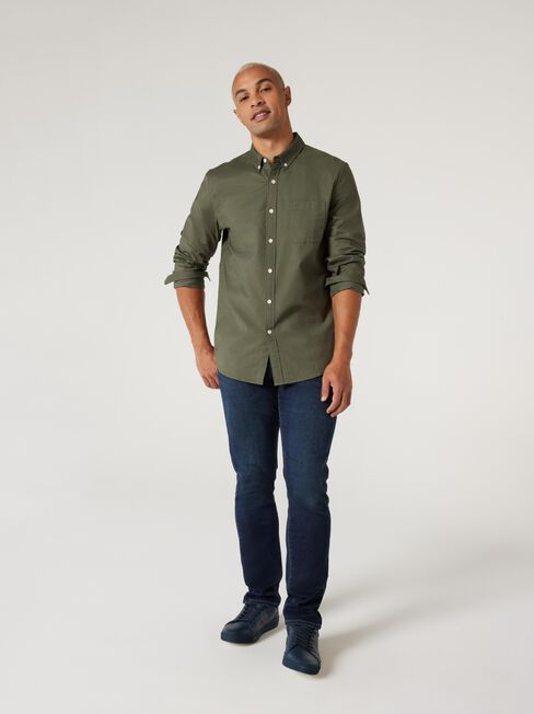 Heston Oxford Long Sleeve Shirt, Green, hi-res