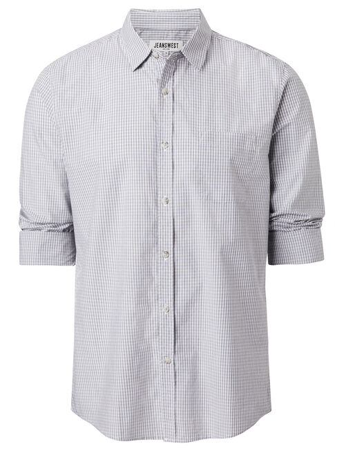 Albion Long Sleeve Check Shirt, Grey, hi-res