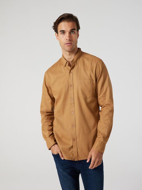 Brody Textured Long Sleeve Shirt, Tobacco, hi-res