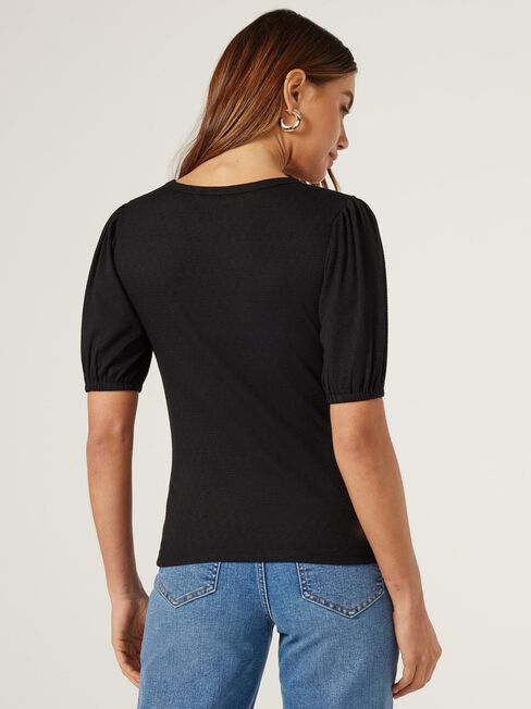 Chrishell Textured Tee, Black, hi-res