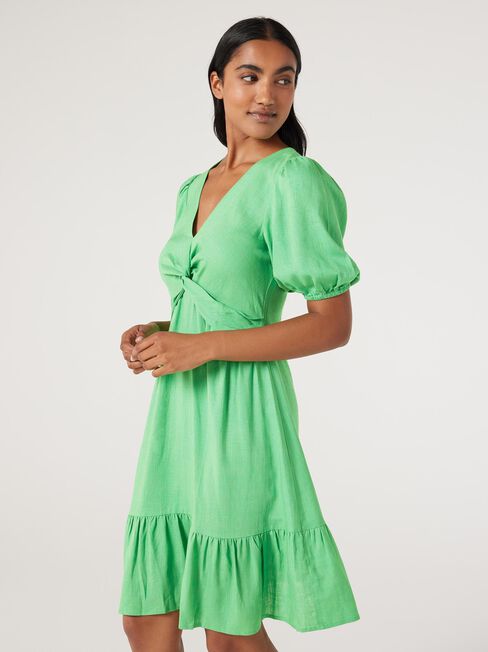 Evelyn Twist Front Dress, Green, hi-res