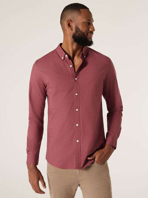 LS Heston Oxford Shirt, Berry, hi-res