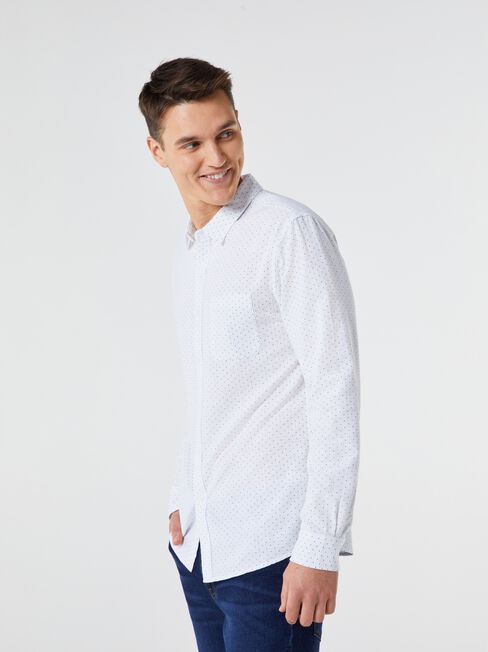 LS Ricky Print Shirt, White, hi-res