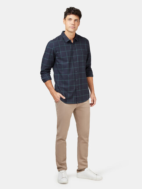 Anton Brushed Check Shirt, Blue, hi-res