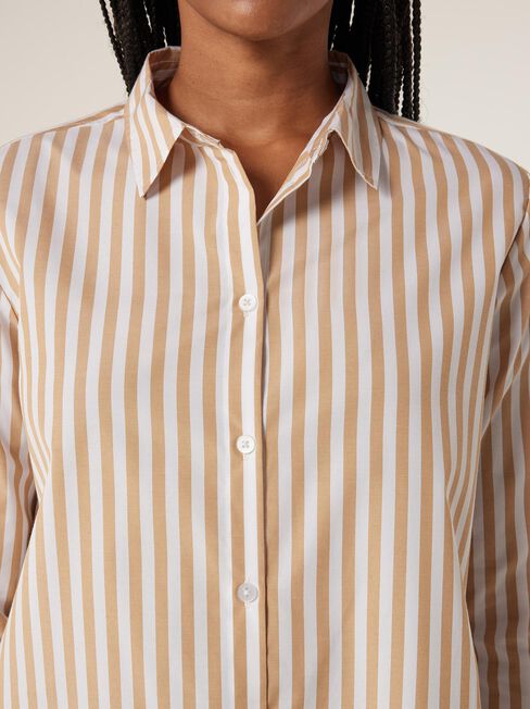 Caylee Shirt, Camel/White Stripe, hi-res