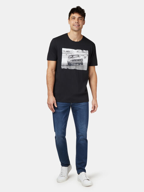Monaro HT Short Sleeve Print Crew Tee, Black, hi-res