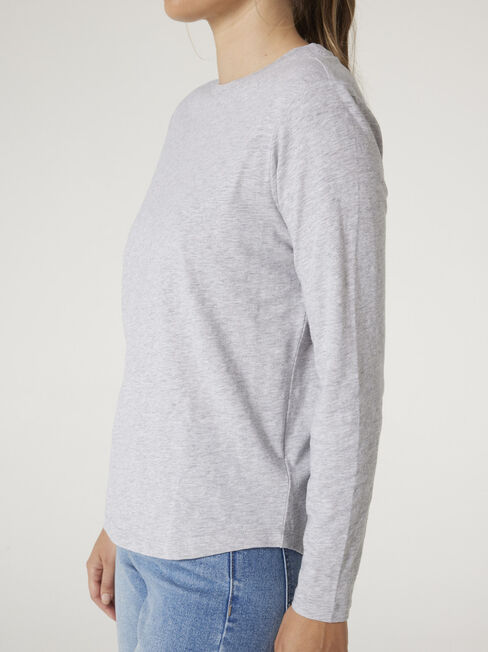 Essential Long Sleeve Crew Neck, Light Grey Marle, hi-res