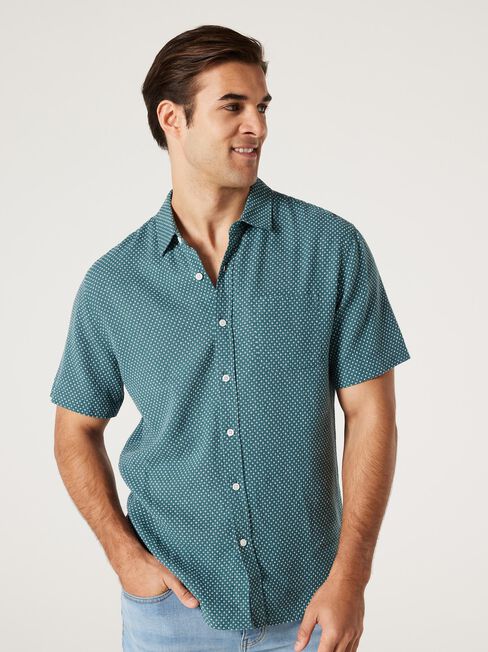 SS Jerry Textured Shirt, Jade, hi-res