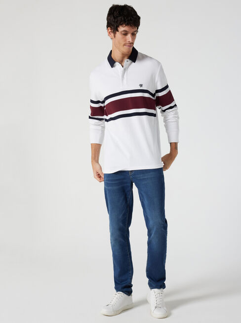 LS Axel Panel Stripe Rugby Polo, white Multi, hi-res