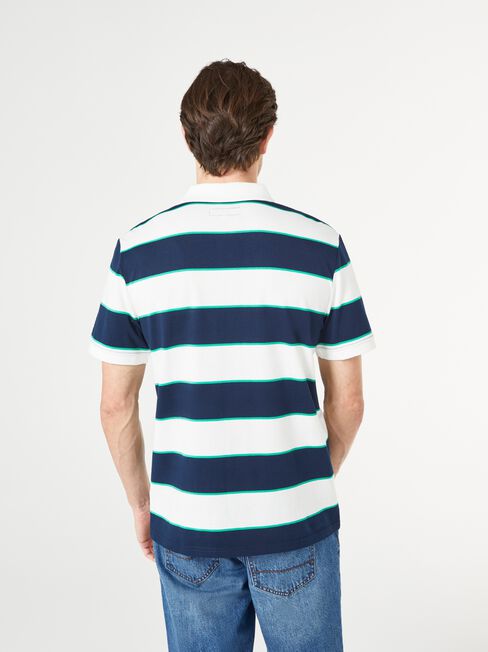SS Terry Stripe Jersey Polo, Blue, hi-res
