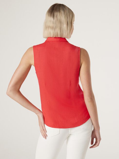 Jonti Sleeveless Shirt, Red, hi-res