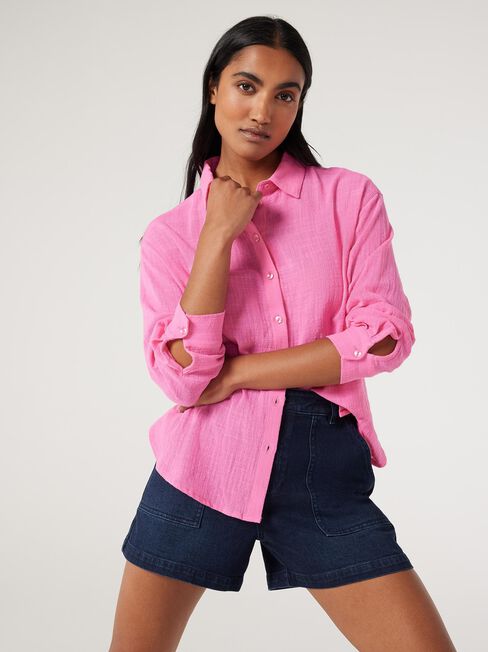 Cara Cheesecloth Shirt, Pink, hi-res