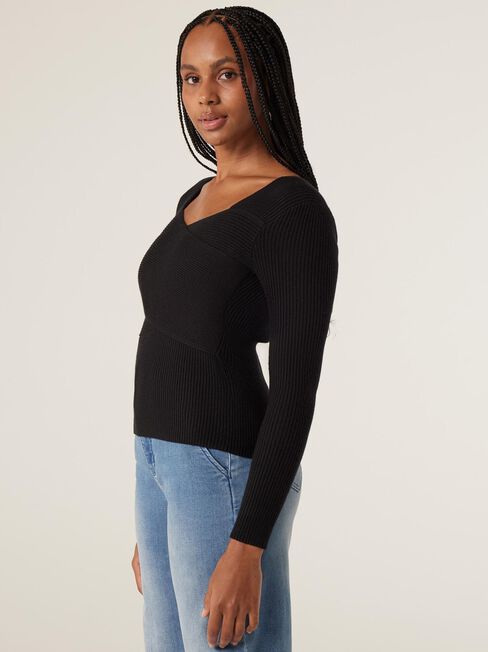 Mille Milano Cross Front Knit, Black, hi-res