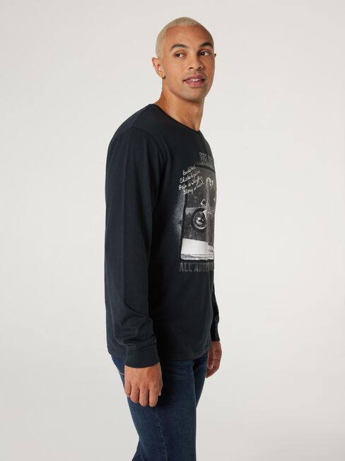 LS Evel Knievel Daredevil Print Crew Tee, Black, hi-res