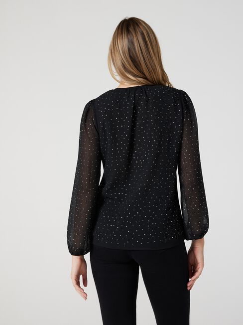 Luella Button Down Blouse, Black Multi, hi-res