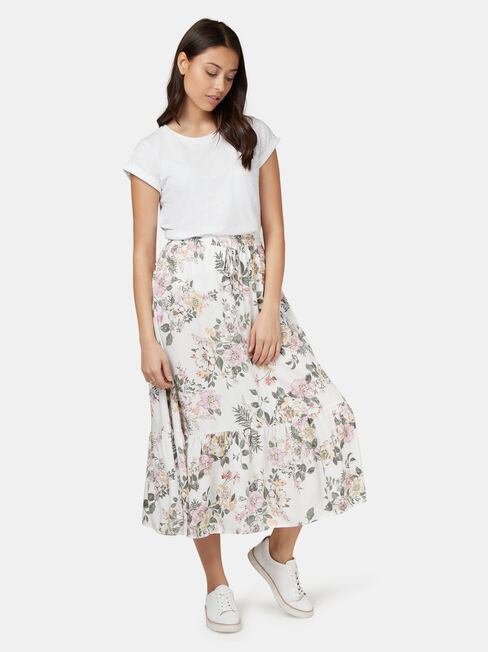Bailey Midi Skirt, White, hi-res