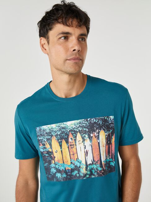 SS Brooks Print Crew Tee, Grey, hi-res