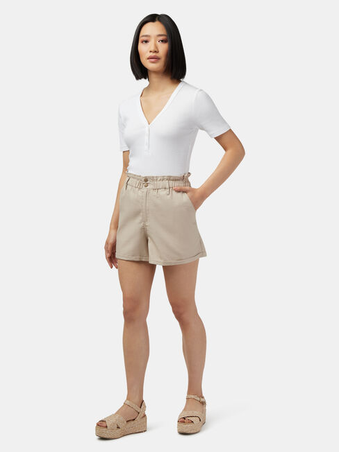 Cotton Paperbag Short, White, hi-res