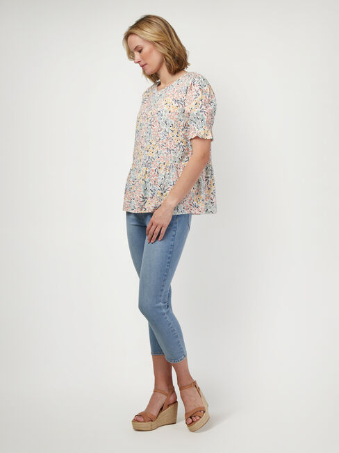 Peri Peplum Top, Floral, hi-res