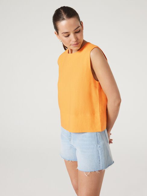 Maddy Linen Tank, Orange, hi-res