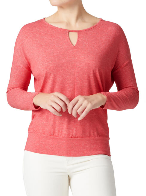 Avery Basque Hem Top, Orange, hi-res