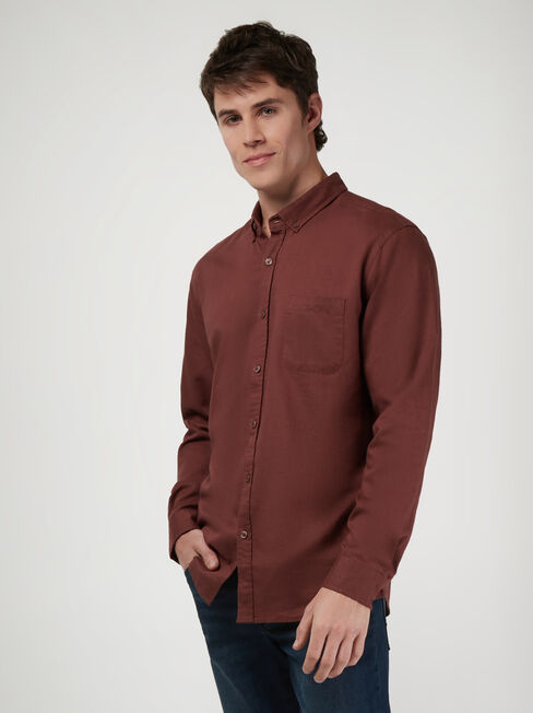 Brody Textured Long Sleeve Shirt, Red, hi-res