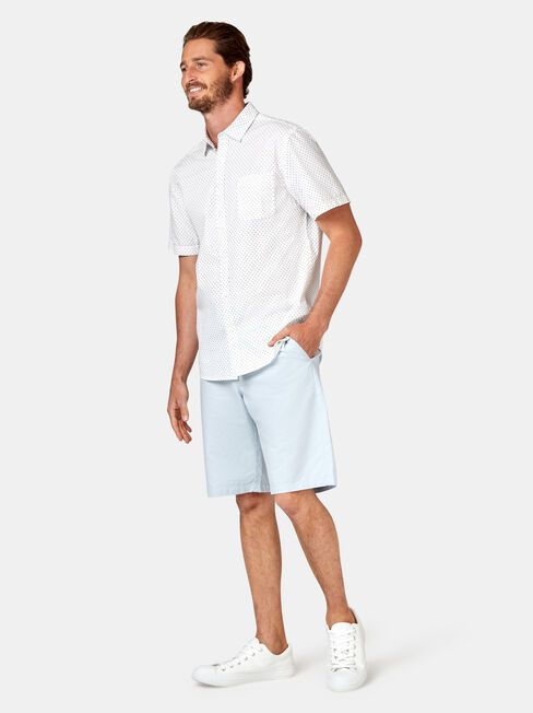 Devon Short Sleeve Print Shirt, White, hi-res