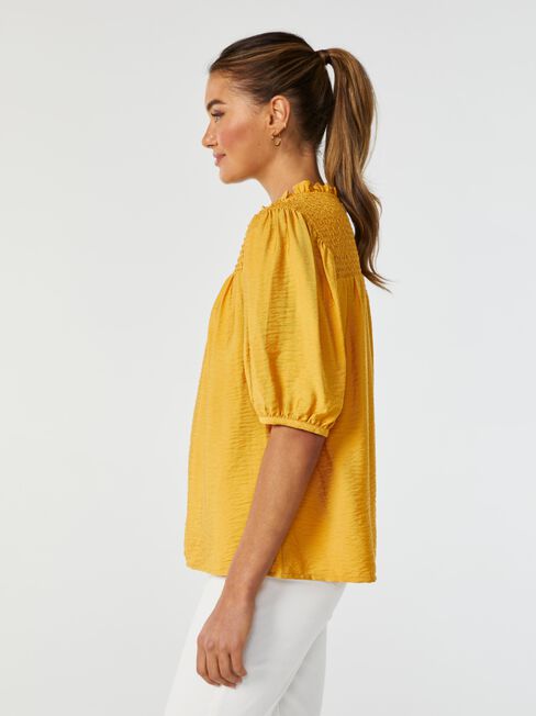 Jessie Shirred Yoke Top, Yellow, hi-res