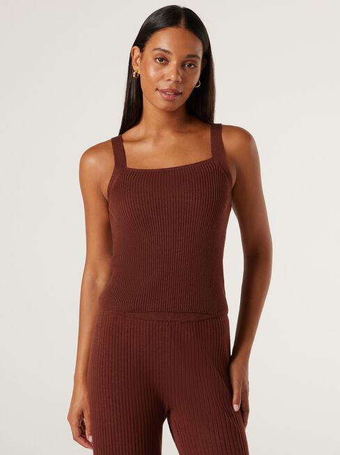 J-Luxe Chunky Rib Cami, Brick, hi-res
