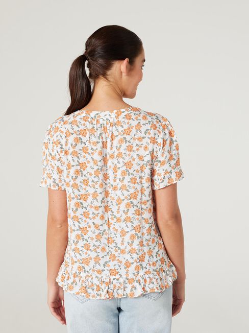 Angela Button Through Top, Trailing Floral, hi-res