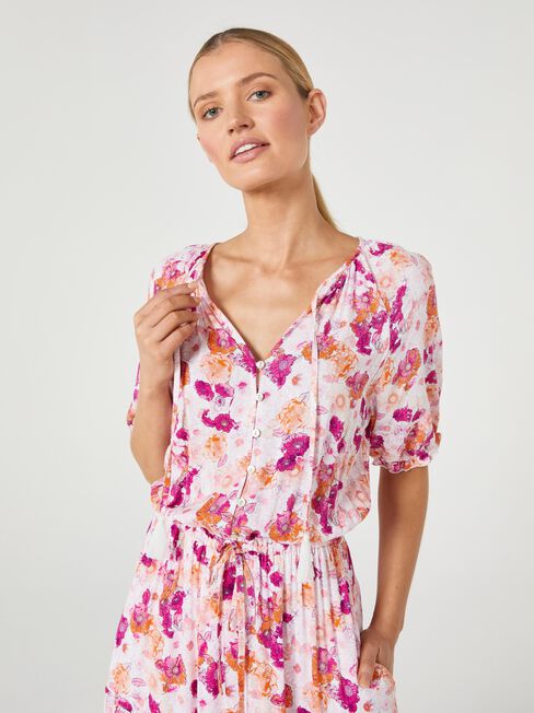 Grace Tiered Midi Dress, Floral, hi-res