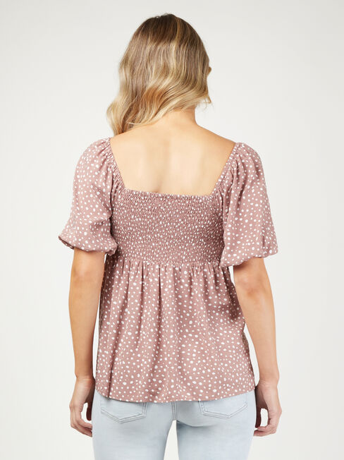 Charlie Maternity Tie Front Top, Brown, hi-res
