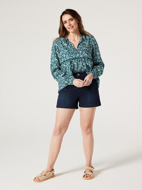 Aurelia Blouse, Green Blossom, hi-res