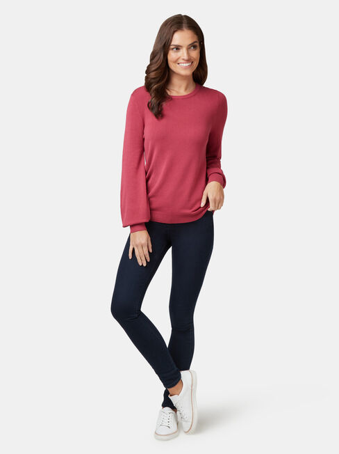 Belinda Blouson Sleeve Pullover, Red, hi-res