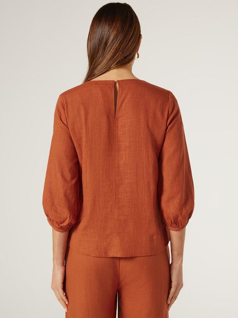 Blake Blouson Sleeve Top, Orange, hi-res