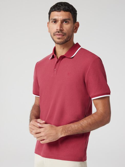 Nash Tipped Short Sleeve Polo, Red, hi-res