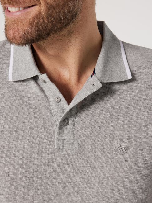 Nash Tipped Short Sleeve Polo, Grey, hi-res