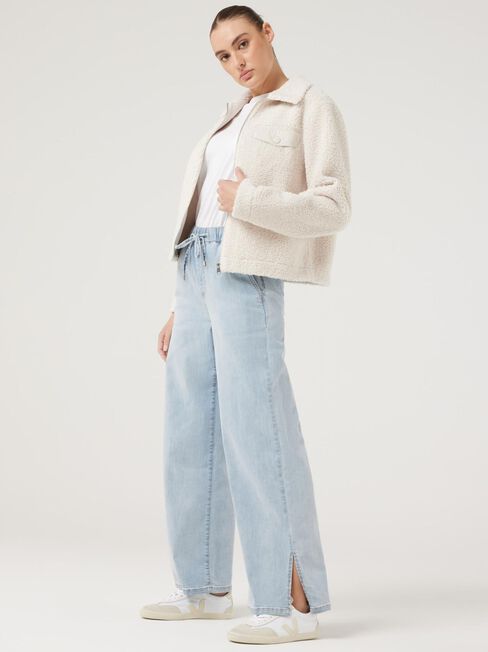 Hayley J-Luxe Split Hem Wide Leg Jeans, Light Indigo, hi-res