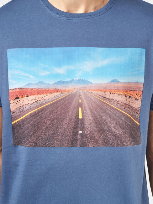 Ivan Short Sleeve Print Crew Tee, Blue, hi-res