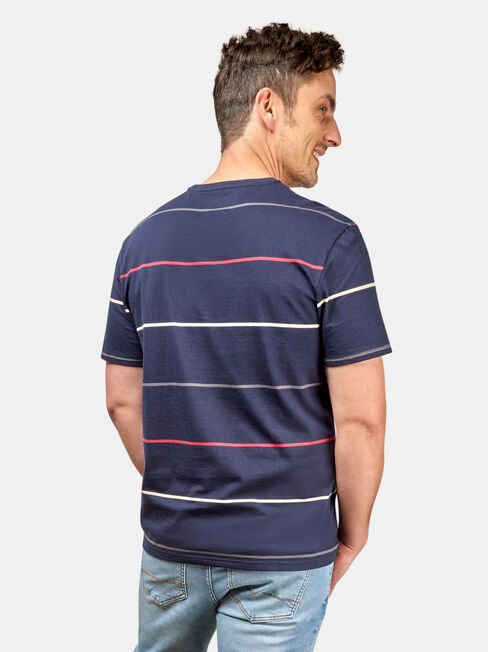 Kingston Short Sleeve Stripe Crew Tee, Blue, hi-res