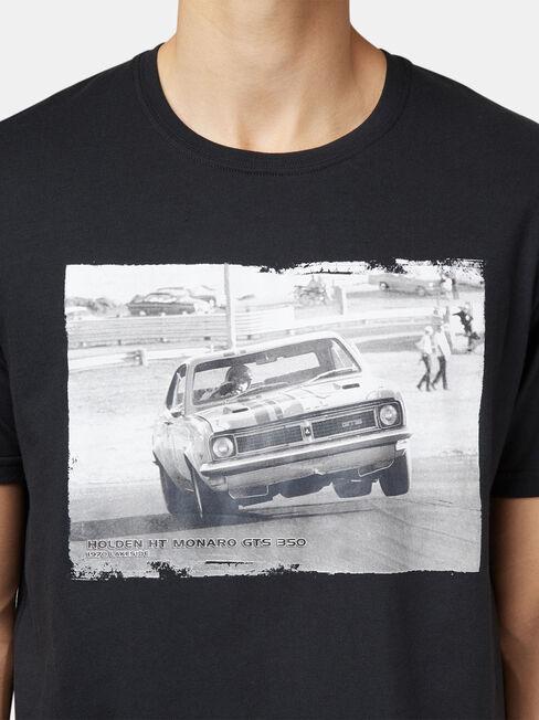 Monaro HT Short Sleeve Print Crew Tee, Black, hi-res