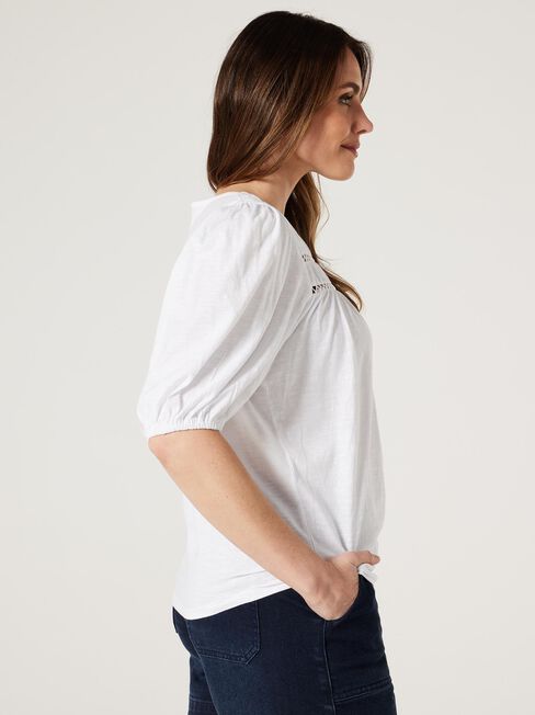 Demie Ladder Trim Top, White, hi-res